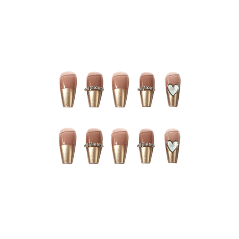 Wholesale of metal style French three-dimensional heart-shaped wearable nail polish jelly, wholesale of nail polish polish Item Picture