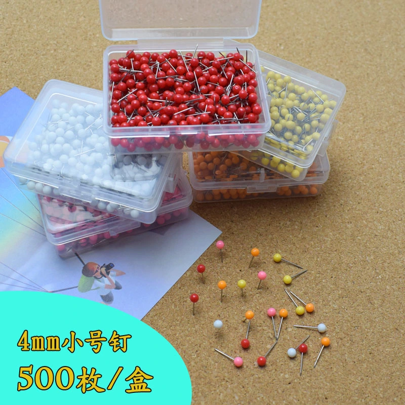 500 Sets Of Solid Color Small Map Pin Fixed Pin Color Pin 4Mm Round Head Short Pin Corkboard Marking Nails