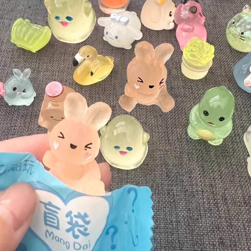Luminous animal blind bag, mini simulation rabbit and cat models, children's toy blind box, reward gift details Picture