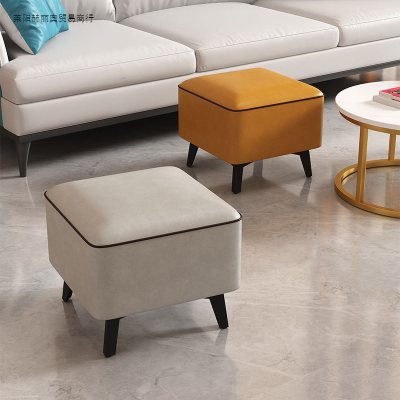 Shoe stool seat seat Nordic light luxury leather stool American sofa leather stool shoe stool home children's stool living room replacement