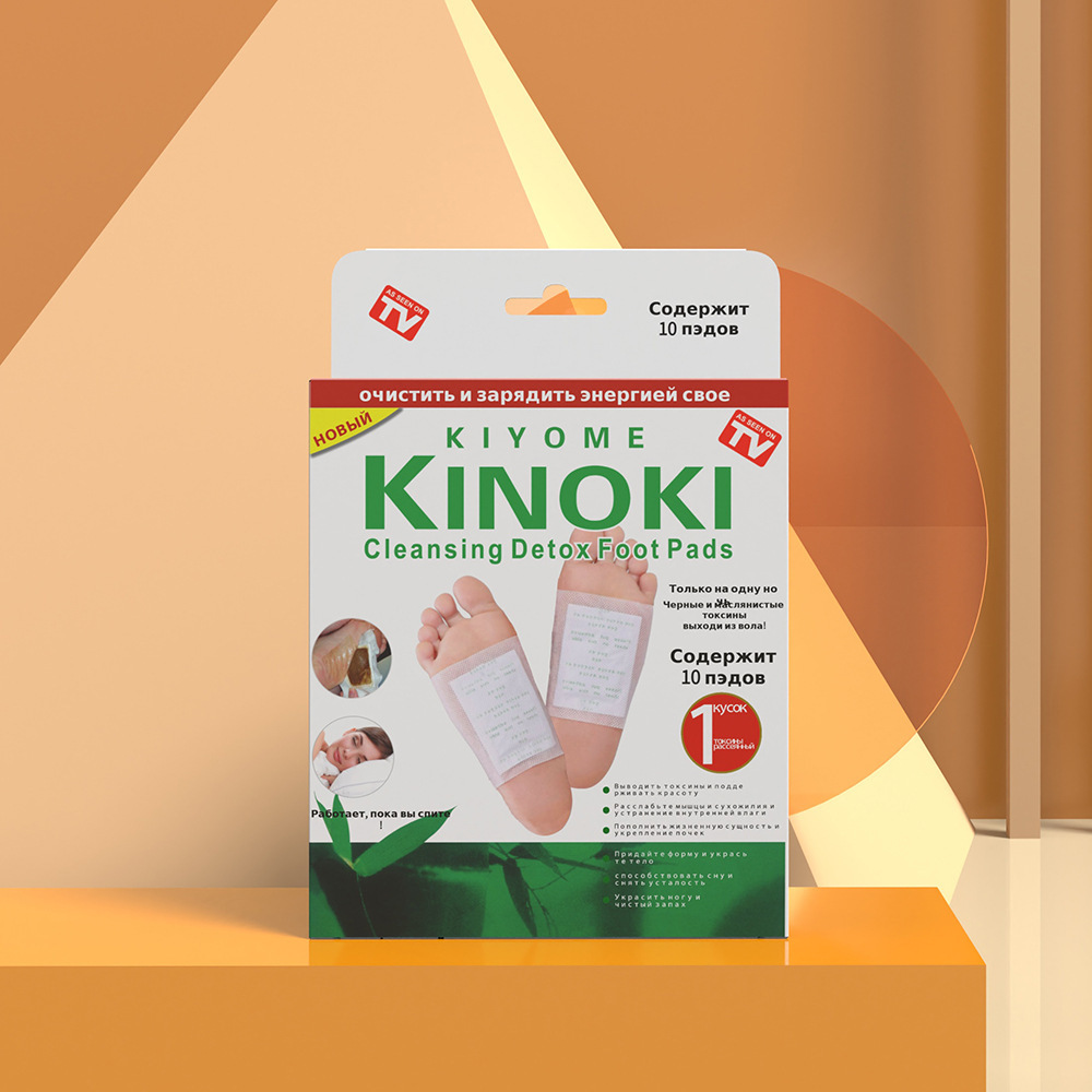 Amazon foreign trade single piece Russian version foot patch, white foot patch with bamboo vinegar on the sole, pressure patch, foot patch with adhesive tape included Specification image