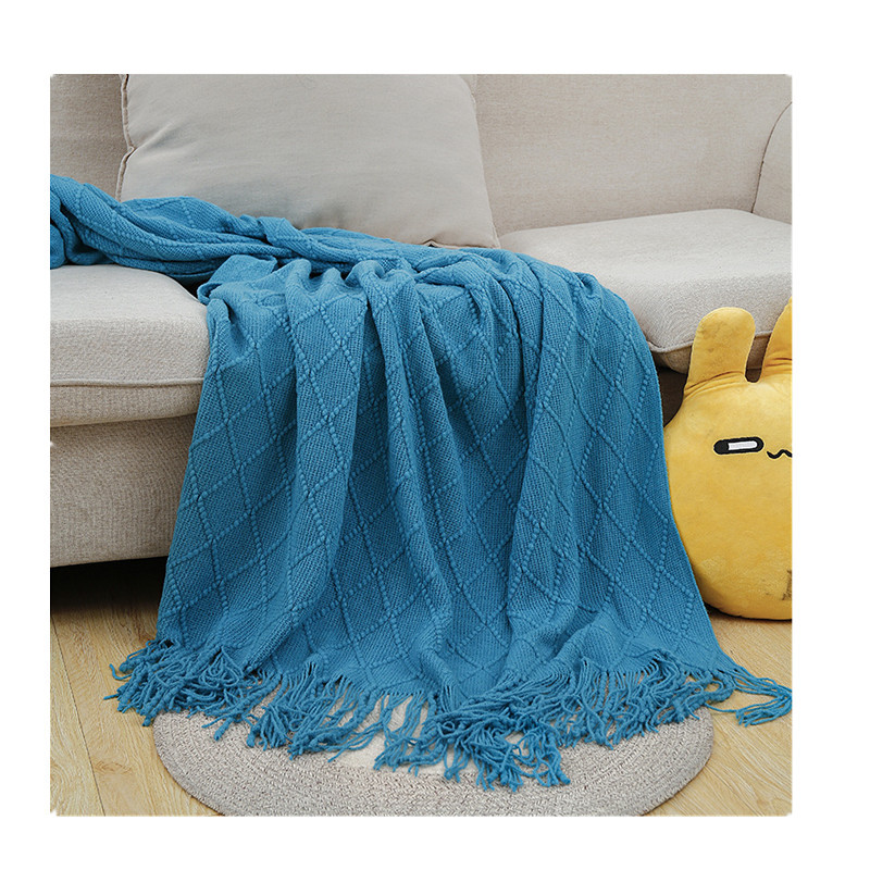 Sofa Blanket Cover Blanket Nordic Style Blanket Nap Nap Blanket Bed Tail Knitting Line Fringe Solid Color Blanket Wholesale Item Picture