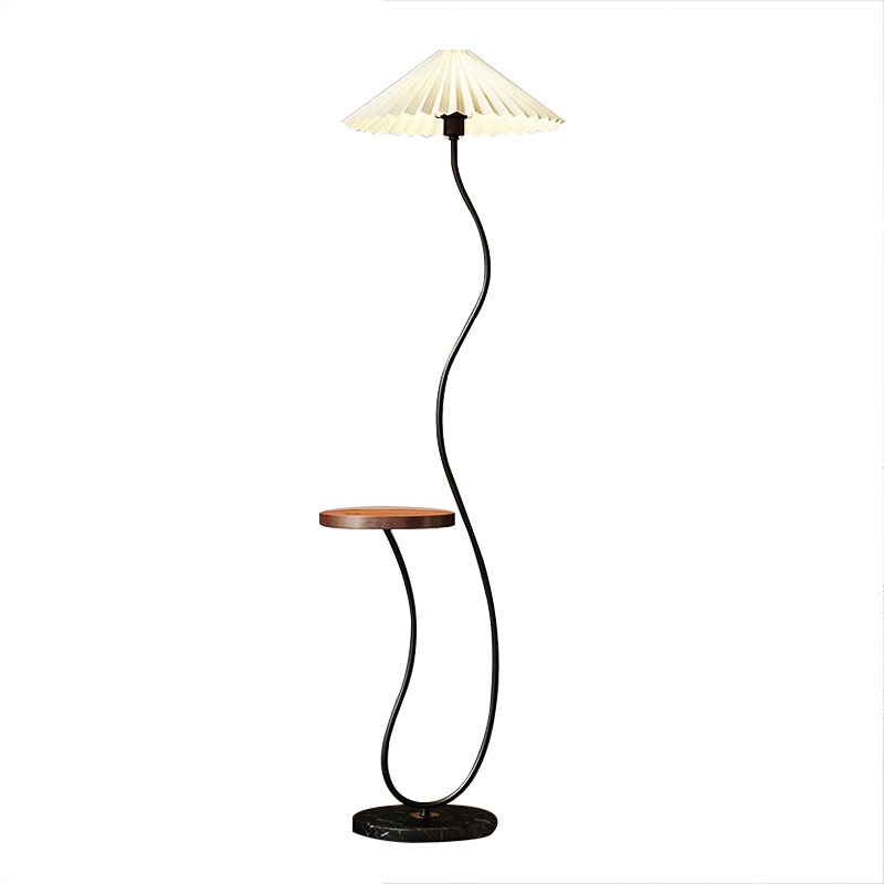 Pleated one-piece shelf, wireless charging, standing table lamp, LED sofa, coffee table, bedroom bedside atmosphere, floor lamp Item Picture