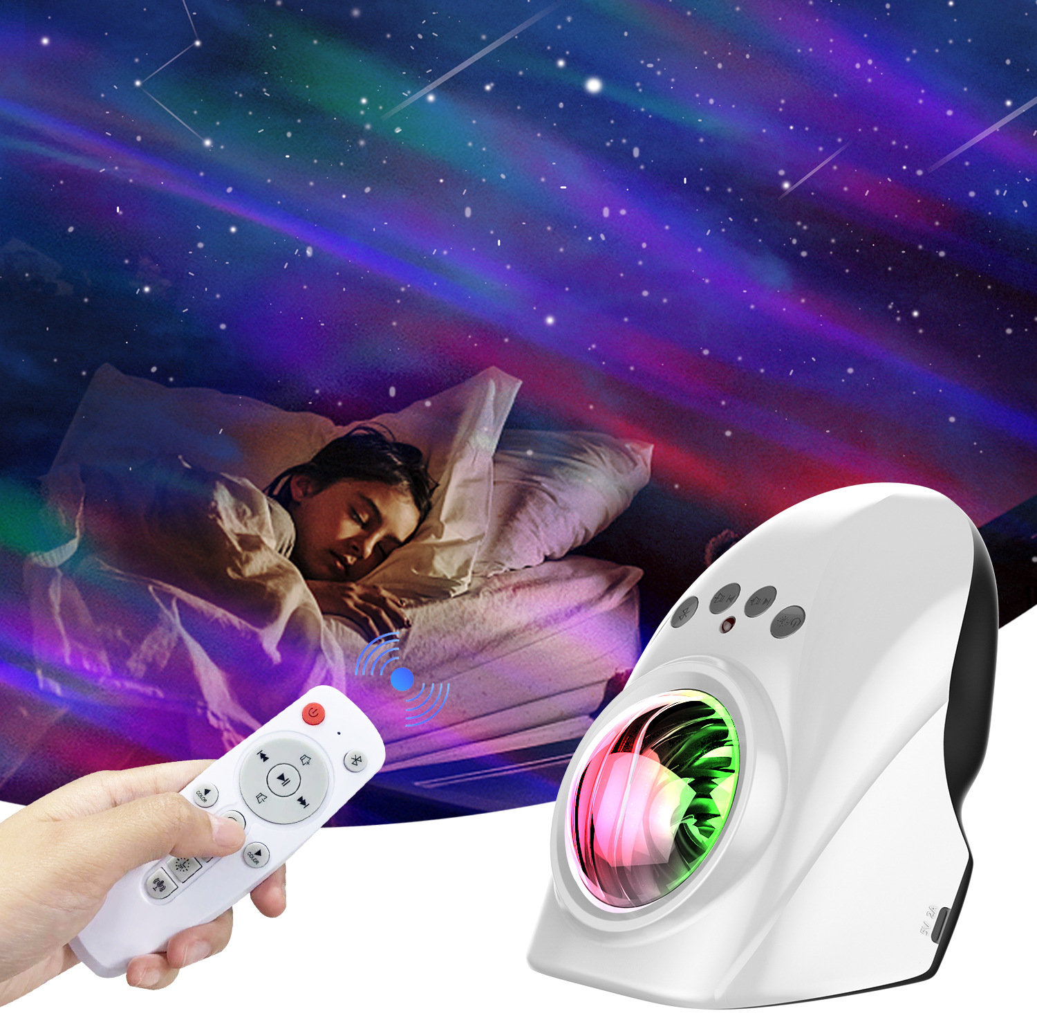 Aurora Ocean Projection Lamp, LED Starry Sky Projector, USB Bluetooth Music Atmosphere Projector, Night light Item Picture
