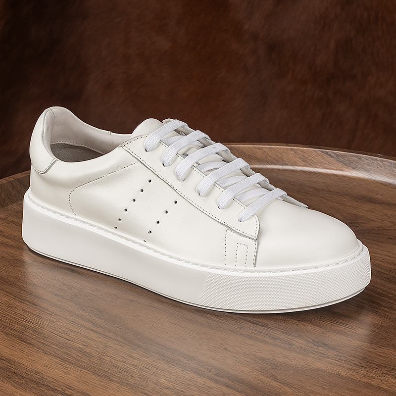 Men's Shoes Leather Trend Match Men's British Sports Casual Leather Shoes Daddy Board Shoes Increase Thick Soled Small White Shoes details Picture