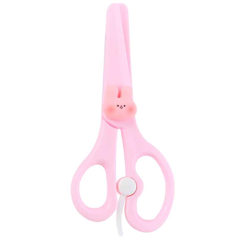 Cute cartoon plastic scissors, student DIY paper-cutting knives, round-headed safety small scissors, stationery and office supplies Item Picture