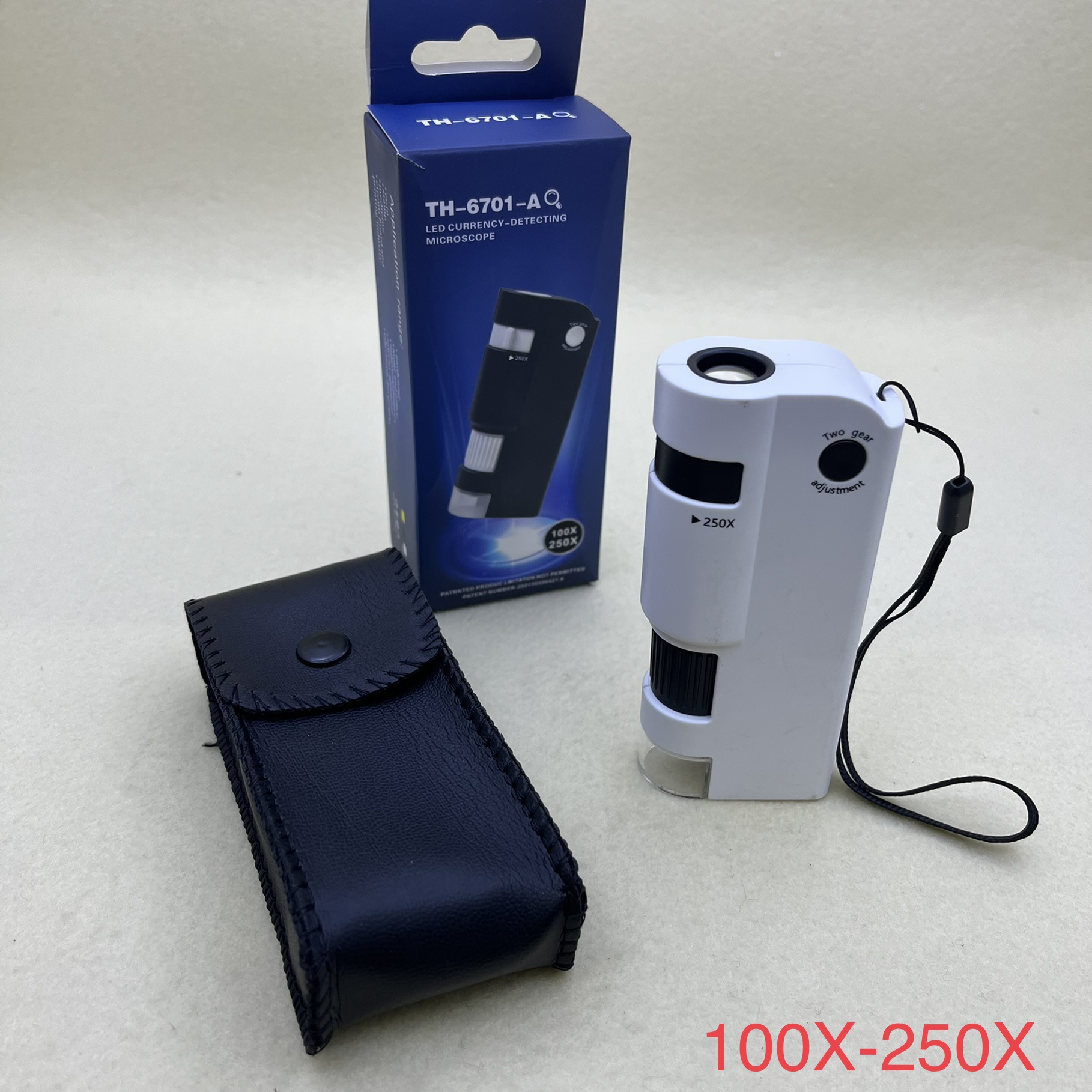 New 100-250x variable magnification UV banknote detector microscope observation magnifying glass with light source details Picture