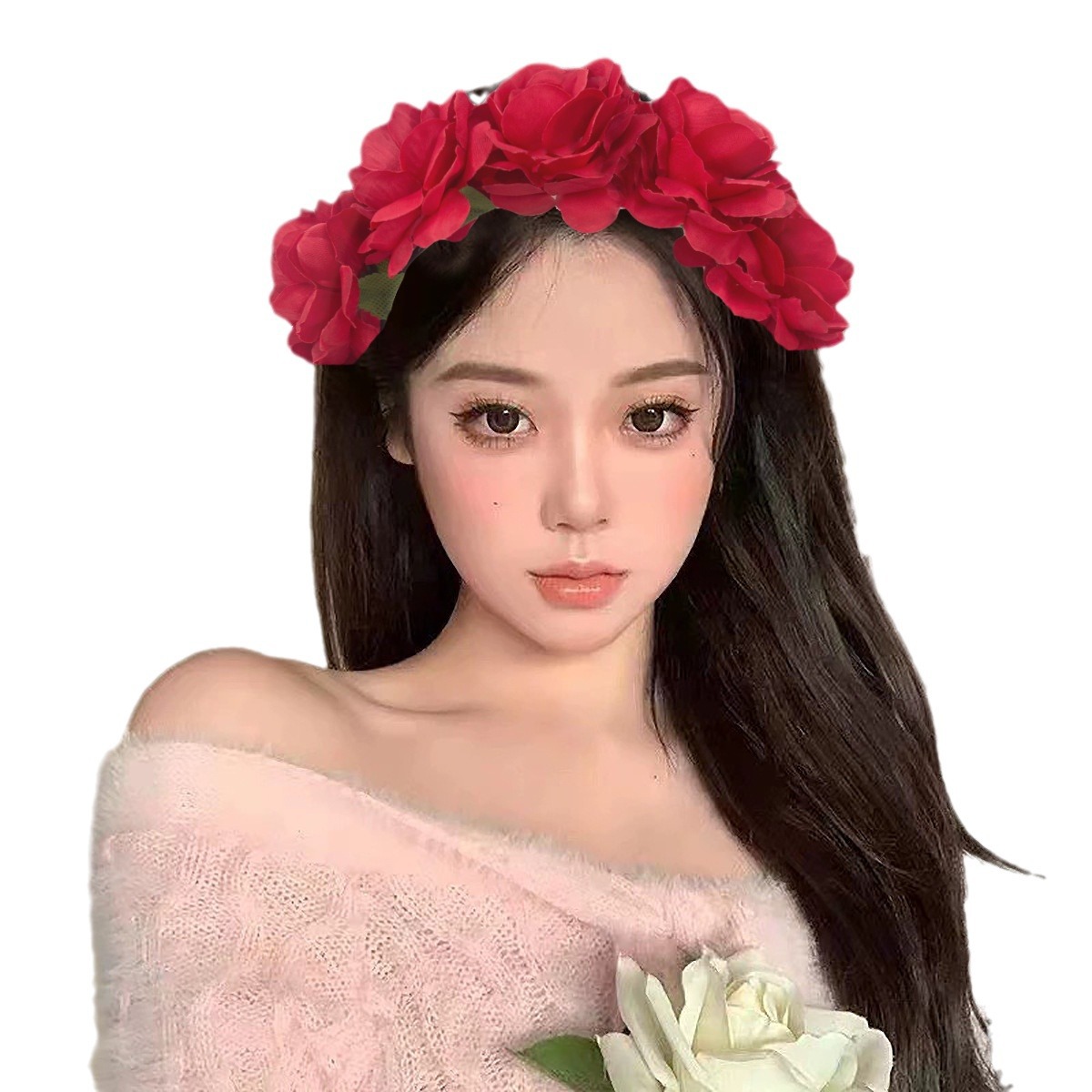 Spring and summer simulated flower hairpins, flower headbands, oversized rose headwear, girls' Hanfu, photography, hair accessories, and accessories for girls Item Picture