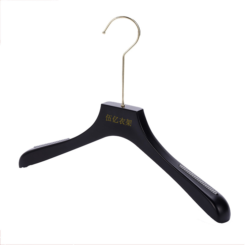 High-End Clothing Store Plastic Hanger Imitation Wood Grain Clothes Hook Can Be Changed Logo Laser Printing Antique Thick Non-Slip Specification drawing
