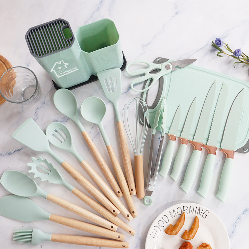 Wholesale of 19-piece sets of cross-border silicone spatulas and spoons, non-stick silicone spatulas, food-grade silicone kitchenware and knife sets Application Scenario