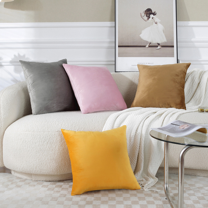Modern Simple Velvet Solid Color Pillow Flanged Pillow Pillow Headboard Car Sofa Cushion Cover Plush Pillow Case Specification drawing