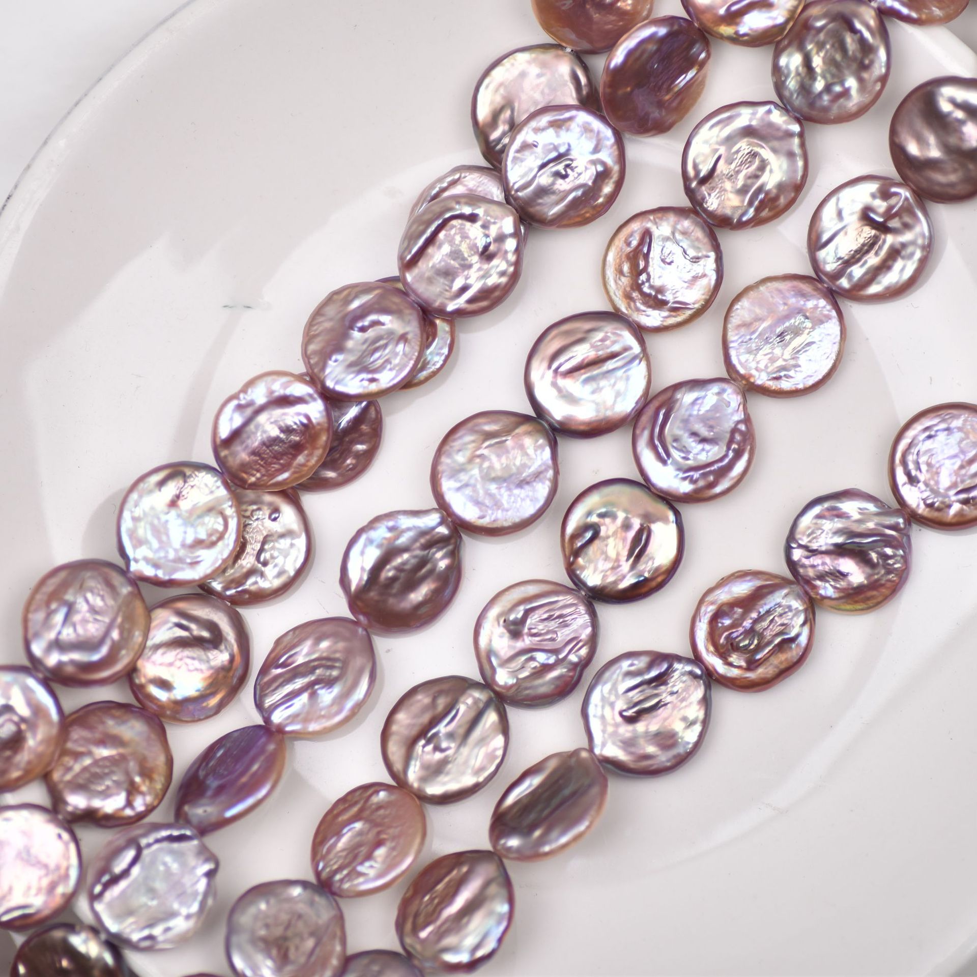 Rare dark purple Baroque button bead Pearl about 16mm round piece shaped beaded DIY handmade accessories thumbnail