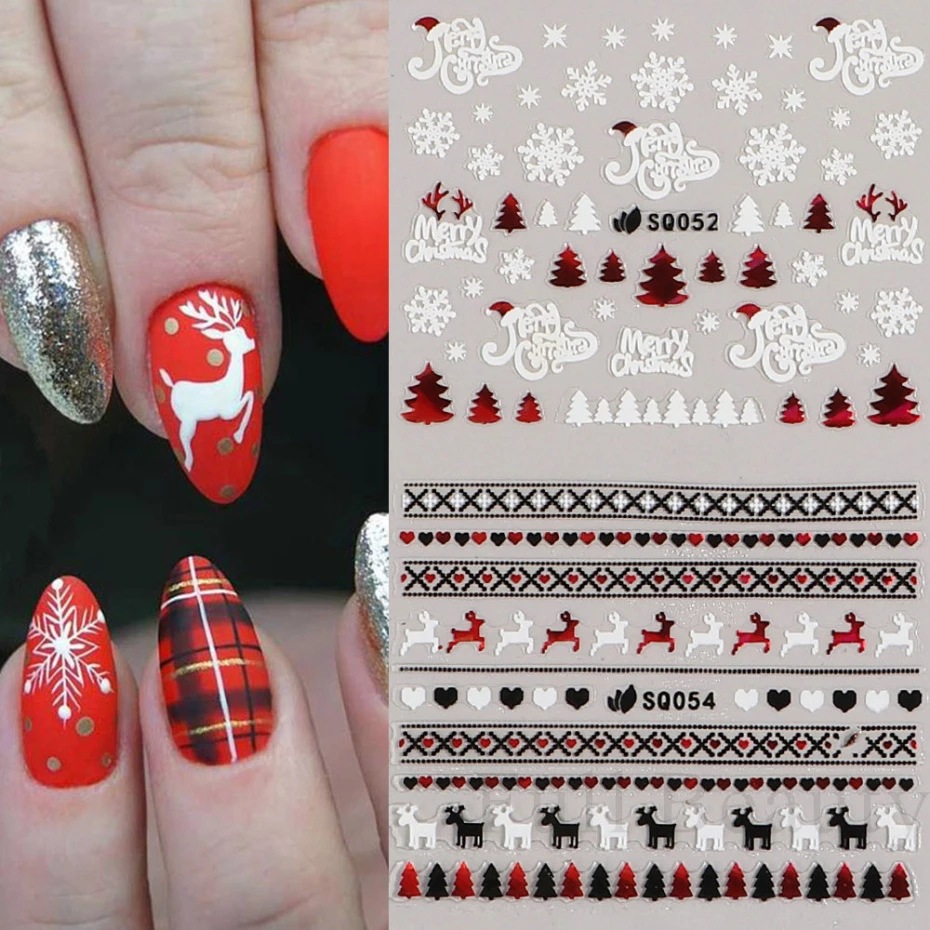 Cross-border supply of nail stickers, large Christmas watermark stickers, reindeer snowflake stickers, mixed batches of nail stickers, shanilak Specification image