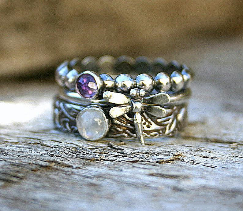 Cross-Border Explosive Vintage Thai Silver Three-In-One Finger Ring For Men European And American Personality Multiple Combination Animal Ring For Women details Picture