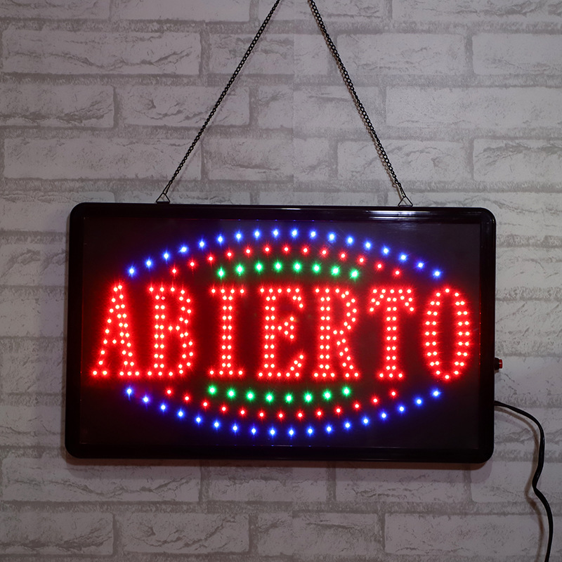 厂家直销ABIERTO LED广告牌led灯欧美款式 跨境电商亚马逊21*13详情图1