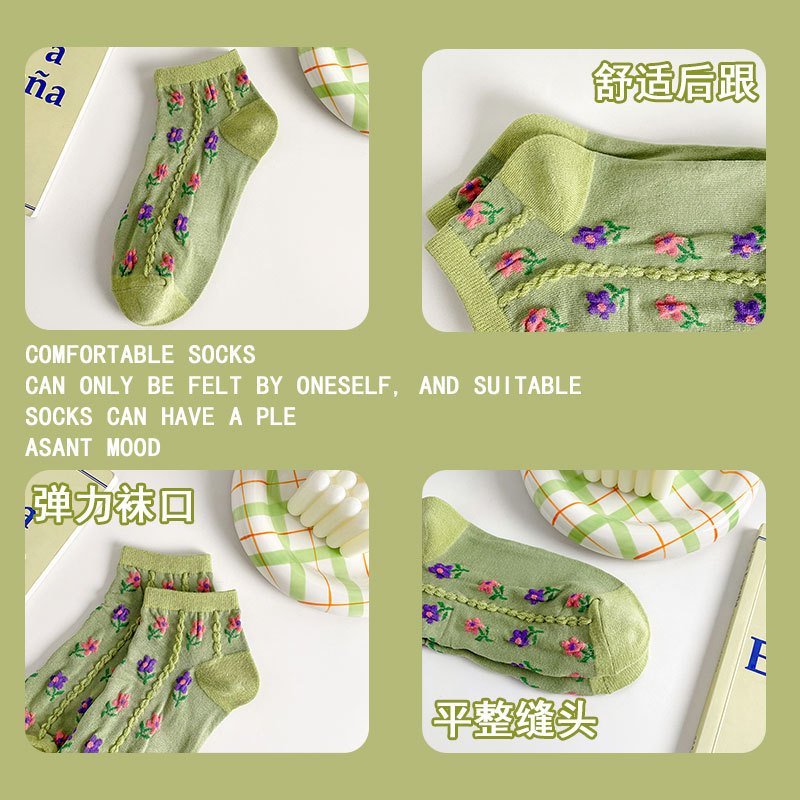 One-piece consignment of socks from the street stall. Spring and summer boat socks are not to be lost. Women's thin short socks are versatile in summer. Retro cotton socks for women. Wholesale of women's socks in Zhuji. One-piece consignment Specification image