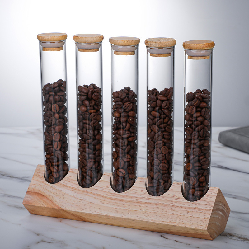 Glass storage jar, coffee bean sealed jar display stand