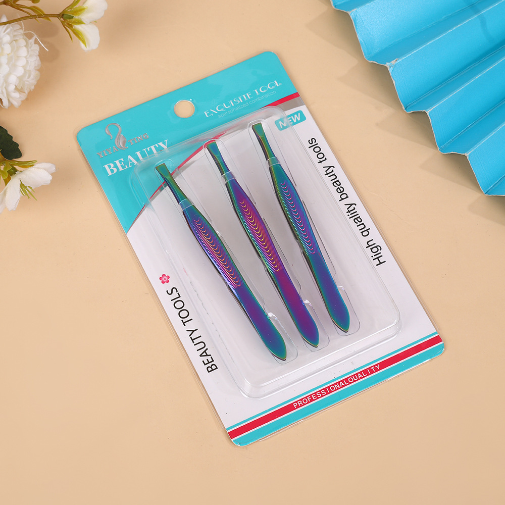 Eyebrow straightener, stainless steel flat and slanted hair plucking pliers, beard magic tool, false eyelash straightener, tweezers, beauty and makeup tools details Picture