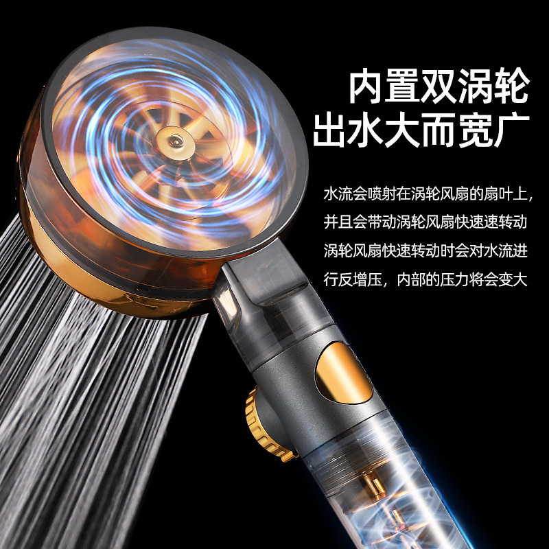 Large twin-turbocharged showerhead, detachable and washable water pressure adjustable showerhead, home bathroom net red showerhead details Picture