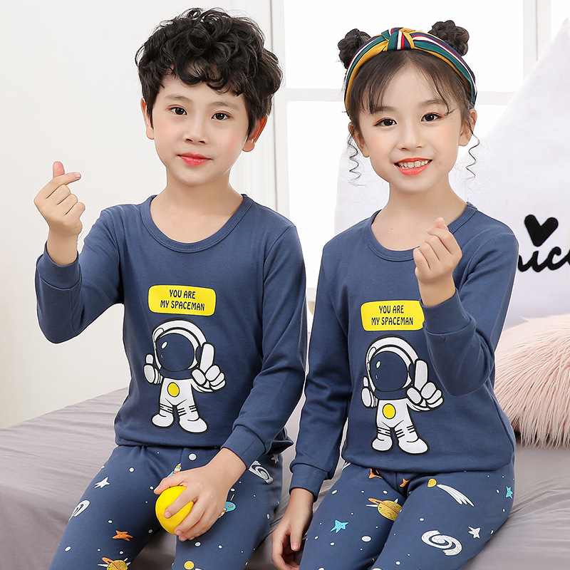 3F Children's thermal underwear and long Johns set, pure cotton children's set, cotton base layer, cartoon for women and men, trendy wholesale pajamas and home wear Specification image