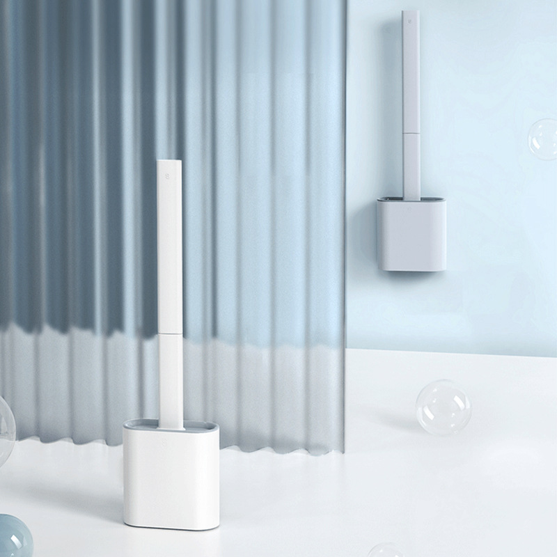 Cross-border best-selling soft rubber toilet brush, wall-mounted and detachable handle household toilet cleaning brush set with no dead corners details Picture