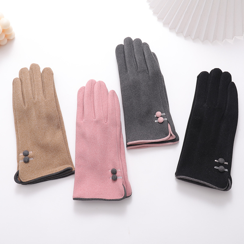 New Finger Gloves Plus Wool Thick Warm Gloves Windproof Ski Riding Gloves Outdoor Touch Screen Gloves