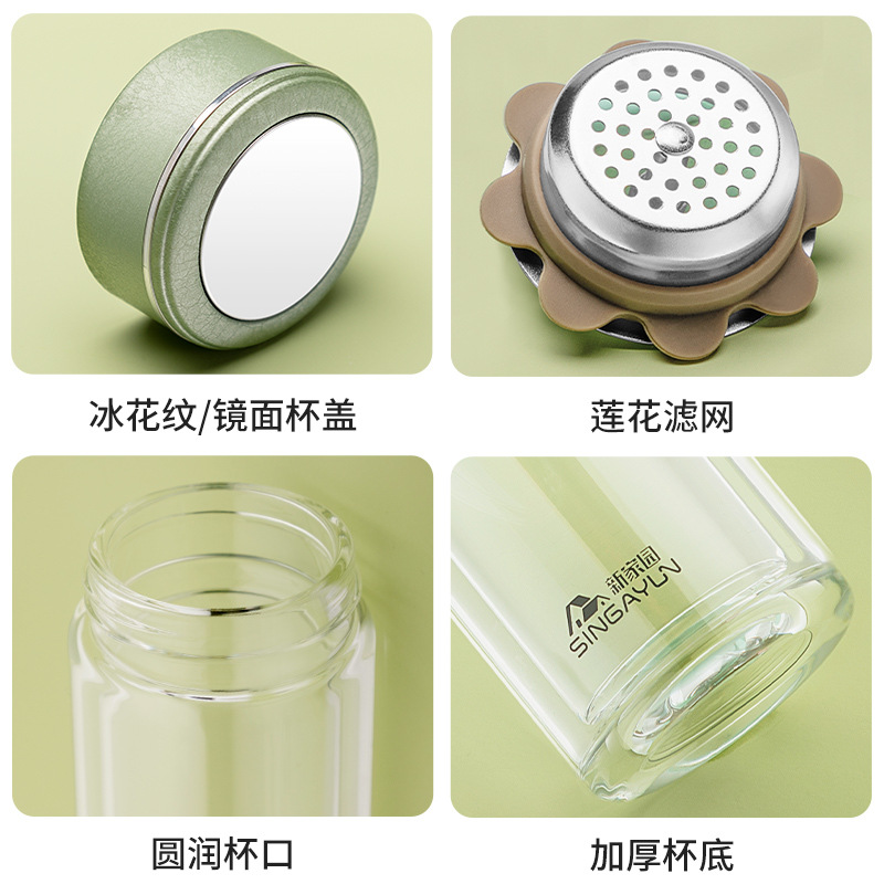 Shanghai Xinjiayuan Double-layer insulated glass Cup with filter, portable anti-drop transparent insulated office tea cup Application Scenario