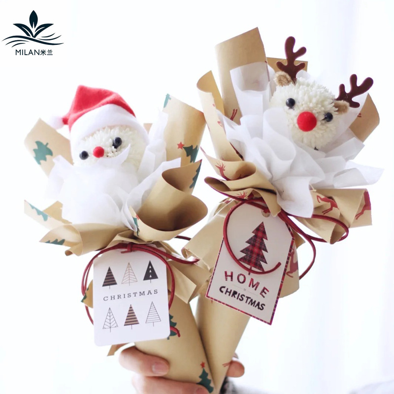 Christmas ping-pong Daisy cartoon animal emojis DIY material modeling set Santa Claus bouquet decorations Specification drawing