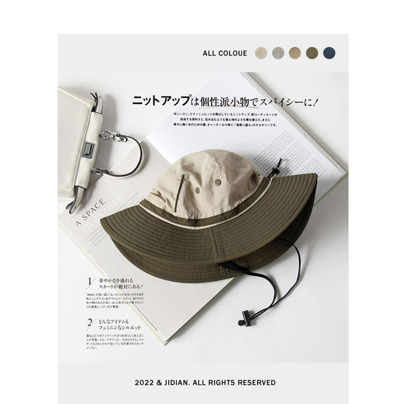 2022 Draw Rope Fisherman Hat Women Summer Sun Protection Outdoor Mountaineering Breathable Sun Hat Fishing Hat Men Trendy Application Scenario