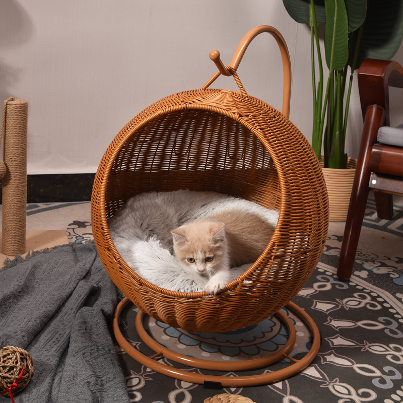 New rattan washable cat basket Summer breathable cat swing comfortable pet cat nest full figure