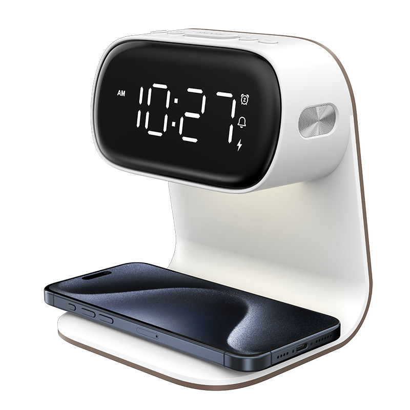 Cross-border 2024 new wireless charging bedside night lamp, 15W fast charging mobile phone earphone charging, alarm clock gift desk lamp Item Picture