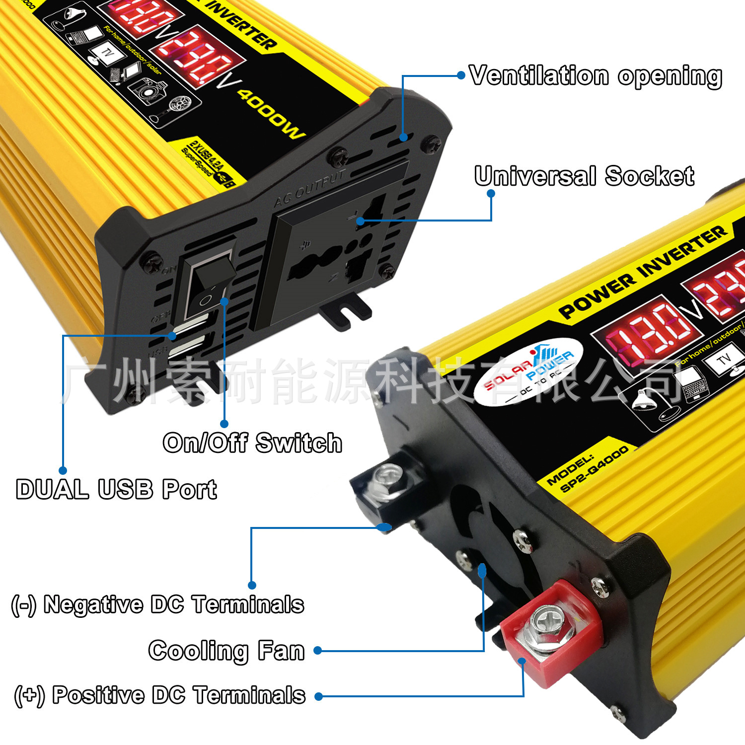 Legend II Car inverter 300W 12V to 220V/110V Cross-border Inverter with voltage display pic 4