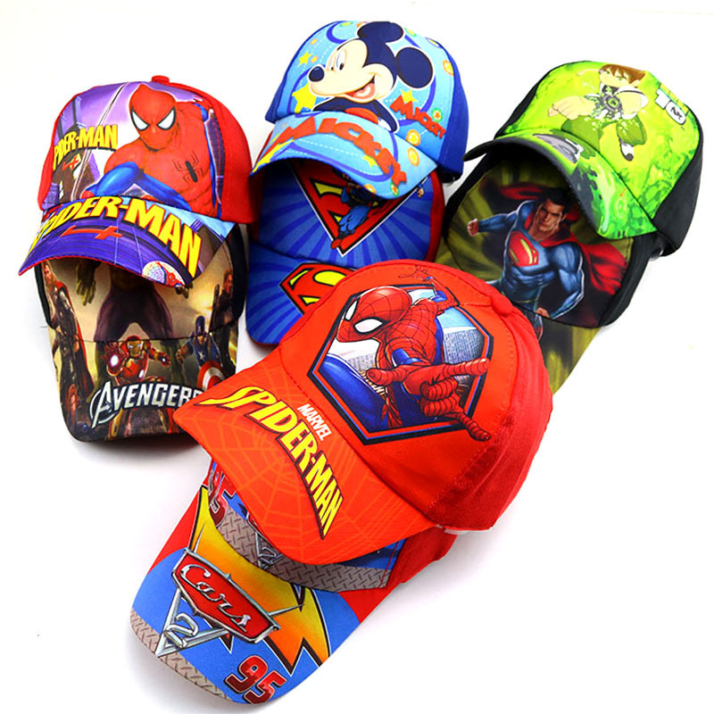 New children's cartoon Spider-Man baseball cap, fashionable for going out, cross-border cartoon and anime printed boys' sun hat Specification image