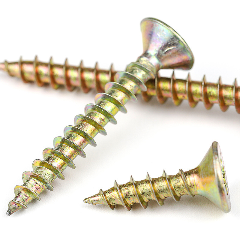 Color-galvanized fiberboard nails, self-tapping wood screws, wood thread screws, woodworking screws, wall panel nails M3/M3.5/M4/M5 Specification image