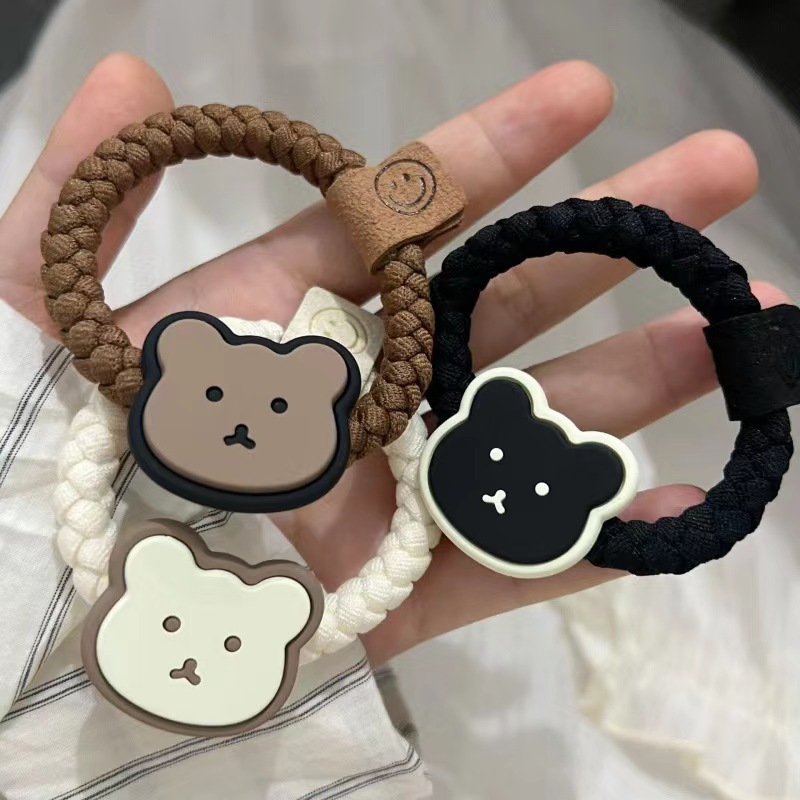 Cute little bear hair clips in coffee color, girls' side fringe bangs, bb clips, high-elasticity hair strings, children's duckbill clips and headwear
