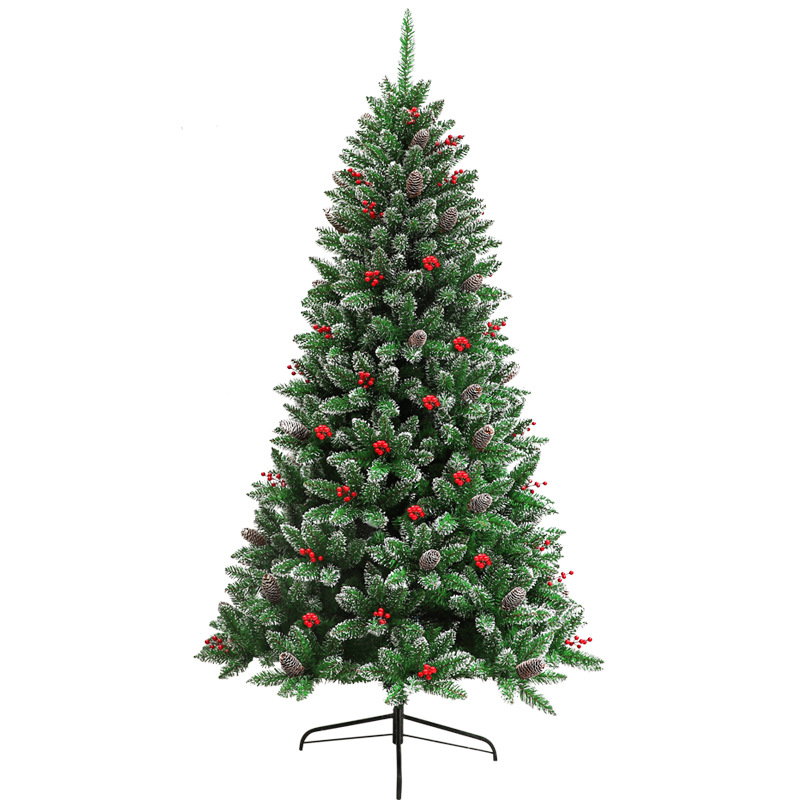 Amazon New White Pointed Red Fruit Green Christmas Tree Custom Processing Source Factory Green Pvc Bare Tree Item Picture