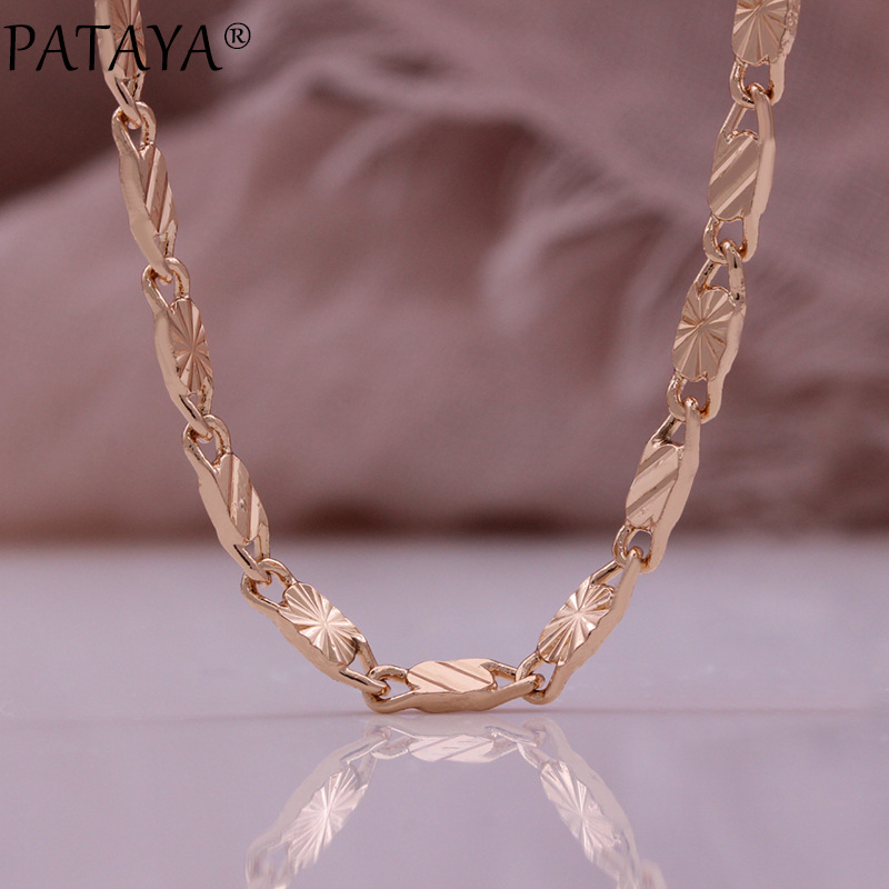 PATAYA新款锁骨链气质高级时尚毛衣链项链585俄罗斯玫瑰金饰品