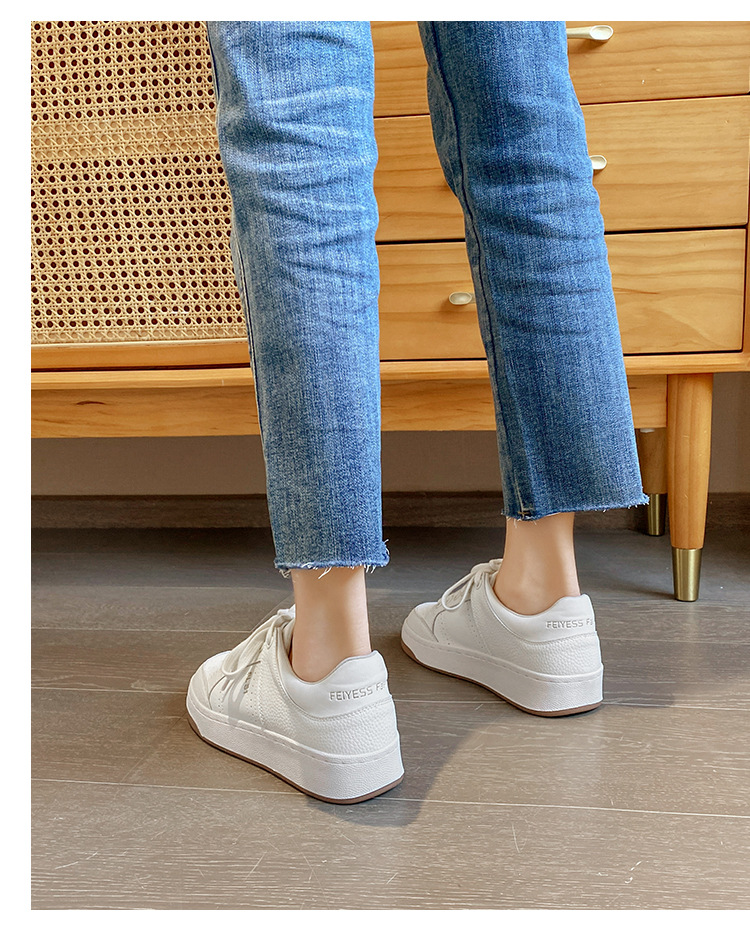 苏茵茵同款2025春新款厚底内增高小白鞋女休闲舒适圆头系带板鞋详情19