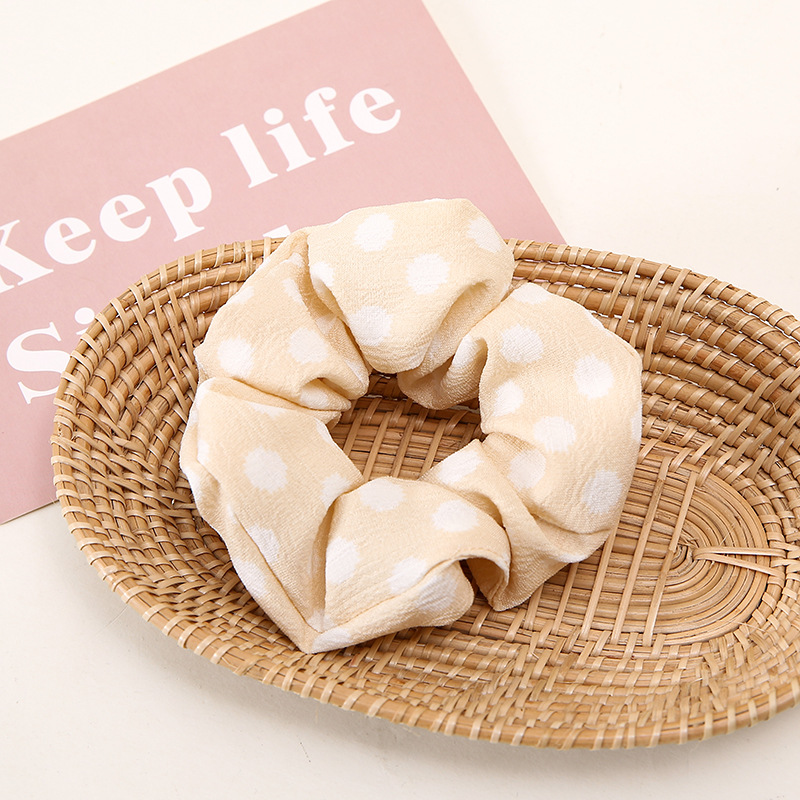 South Korea Dongdaemun Simple Fabric Headband Temperament Polka Dot Large Hair Band Fashion Ball Head Rope Girl Hair Accessories details Picture