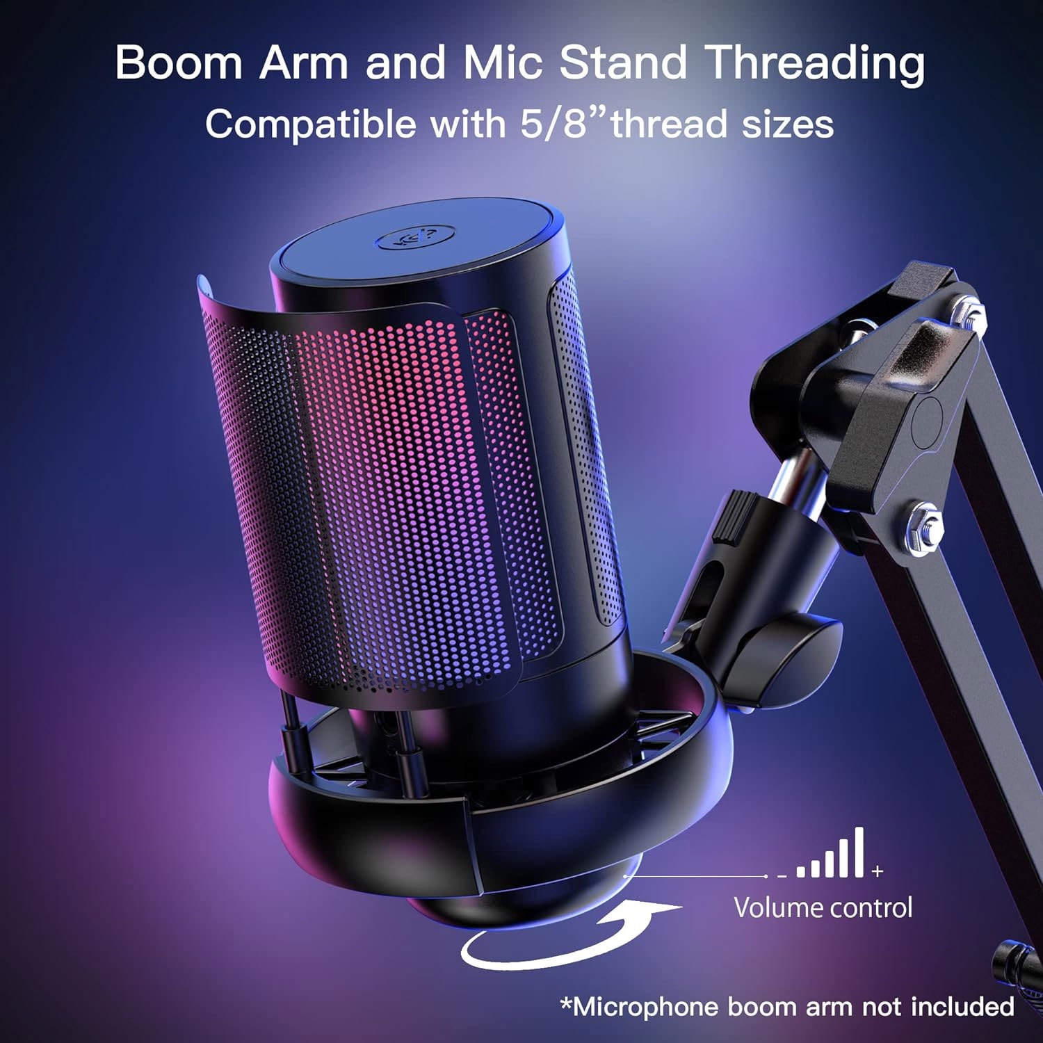 Cross-border RGB condenser wired microphone ME6S game competition singing live recording sound card microphone pic 9