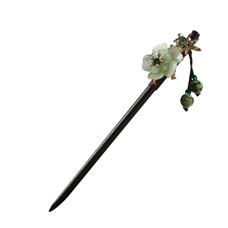 Ancient-style hairpins, tassels, wooden hairpins, imitation ebony headwear, updo, Hanfu accessories, hair-tied, ancient-style hairpins for women Item Picture