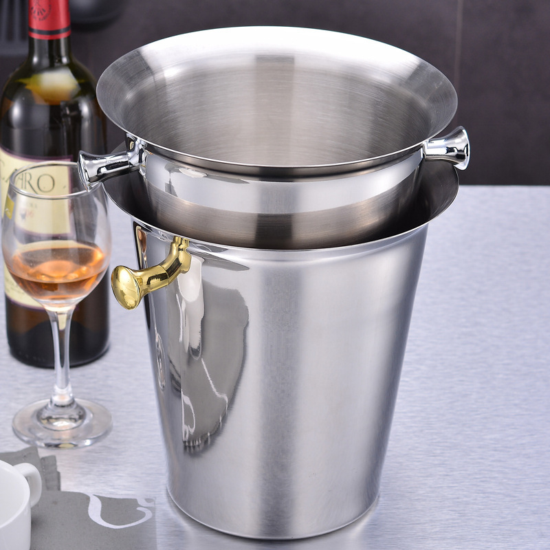 Factory sales 304 thickened stainless steel European-style ice buckets, champagne buckets, KTV and bar ice buckets, wine buckets and beer buckets Specification image