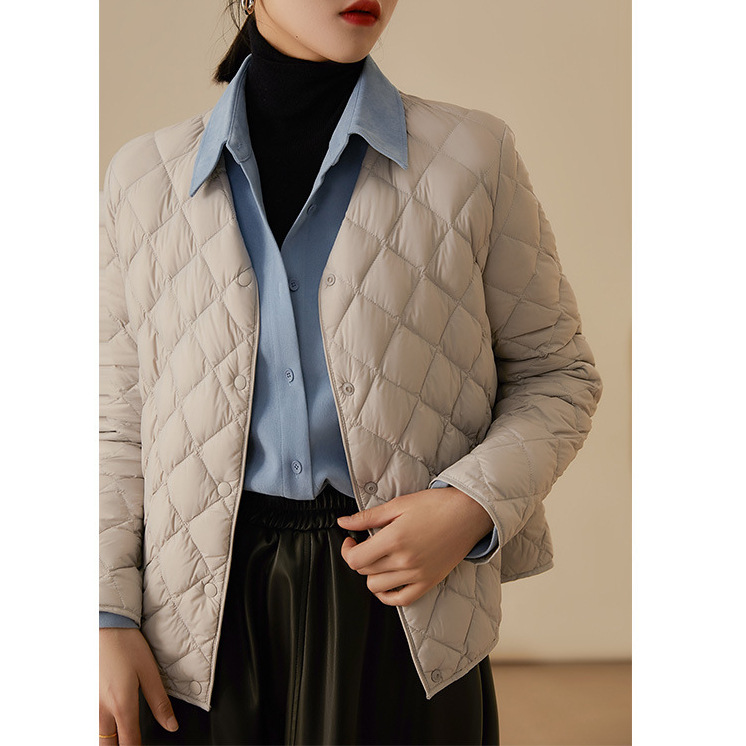 Cold Black Technology Waterproof Diamond Check 95 White Goose Down Light Down Jacket Women's High-End Women's Winter Goose Down Clothing Specification drawing