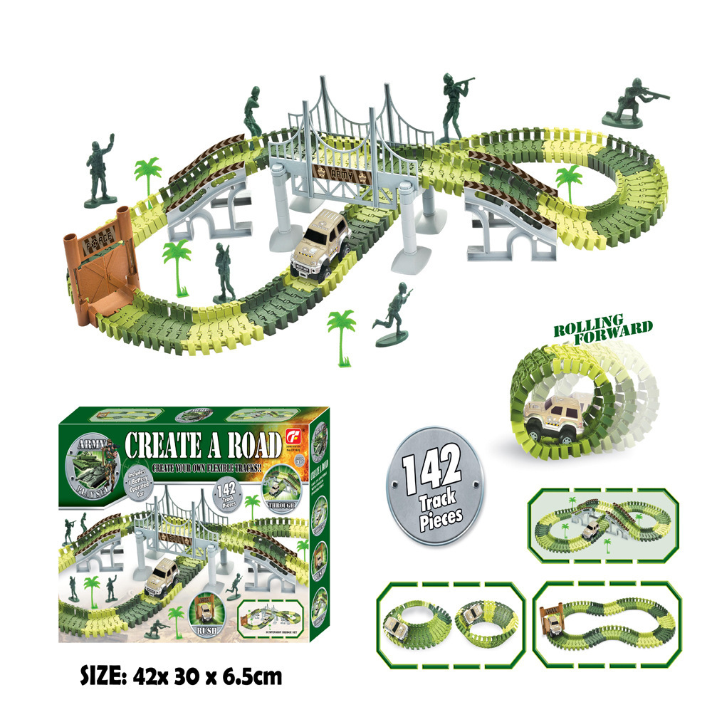 Assemble DIY dinosaur track dinosaur car toys Specification image