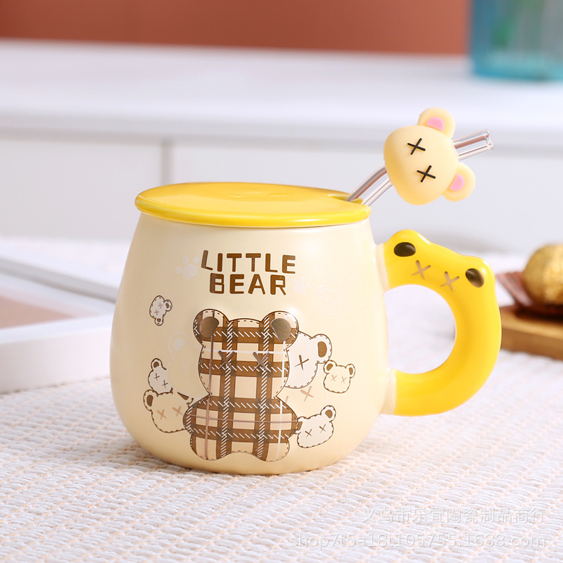 Creative Mug Violent Bear Cute Cartoon Net Red Water Cup Coffee Cup With Hand Gift Milk Cup With Straw Gift