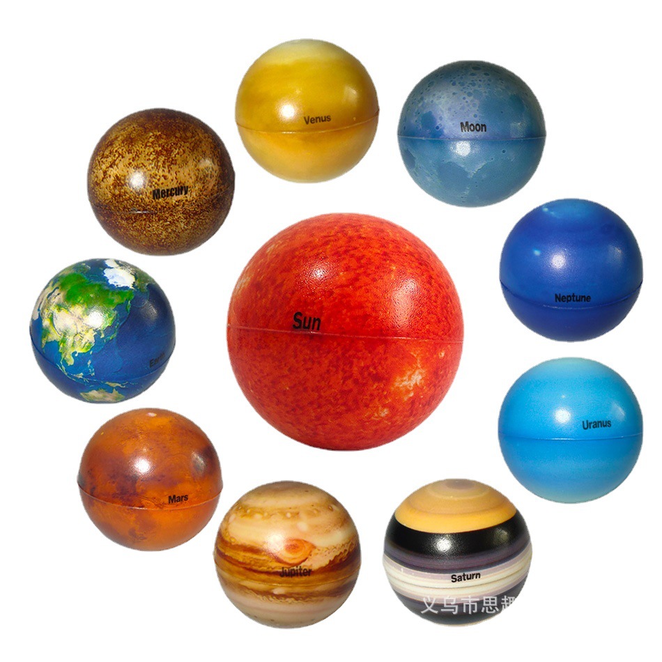 Cross-border 6.3 Color-printed sponge solid Soft Ball, Eight planets, Moon, Starry Sky Ball, Early education foam children's toy bullet Item Picture