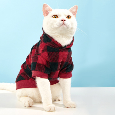 2021 New Dog Hoodie Two Feet Black And White Check Color Hooded Pet Coat Autumn And Winter Dog Warm Clothes