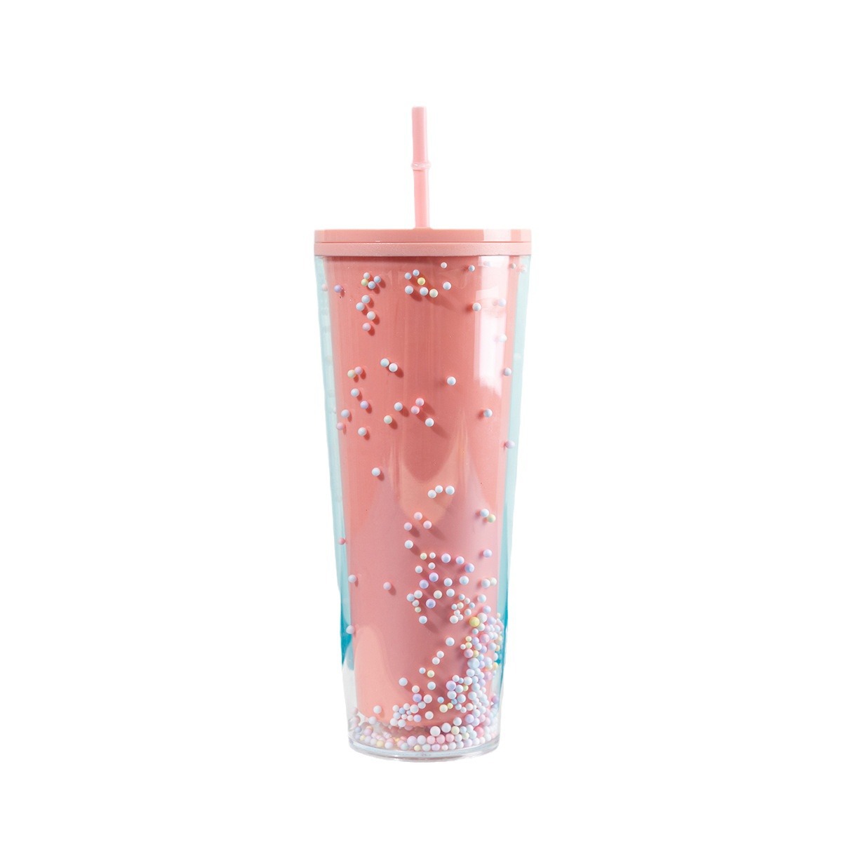 Cross-Border New Male And Female Couples Straw Cup Simple Large Capacity Double Plastic Cup Outdoor Portable Cup Item Picture