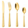 304不锈钢金色麦穗刀叉勺四件套 欧式浮雕西餐刀叉西餐具礼品套装白底实物图
