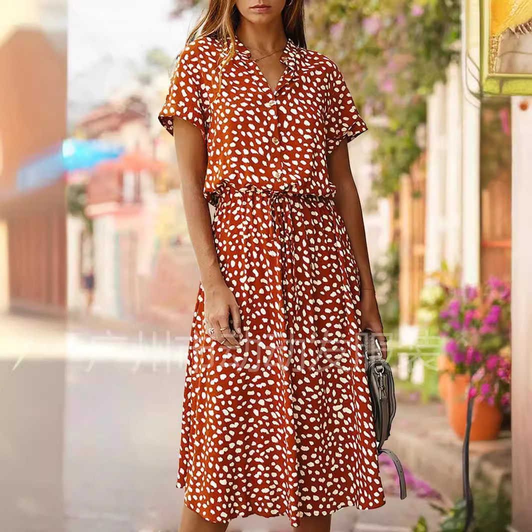 A best-selling short-sleeved mid-length polka dot printed women's dress on Amazon for the summer of 2020 Specification image